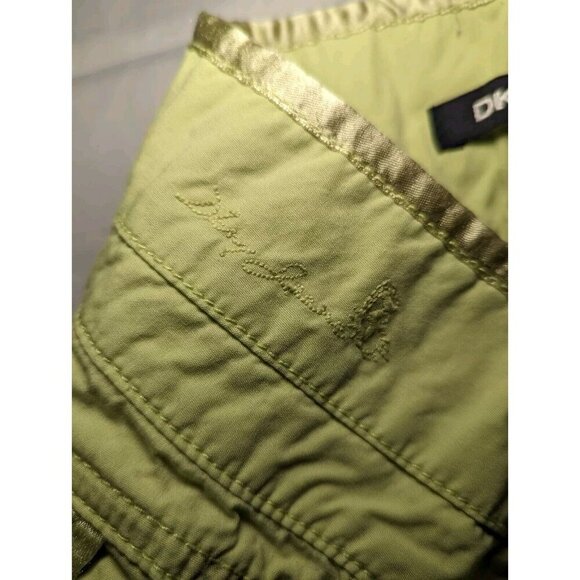 DKNY Women Size 7draw string cargo capris pants Lime Green Multi Pockets - Picture 7 of 16